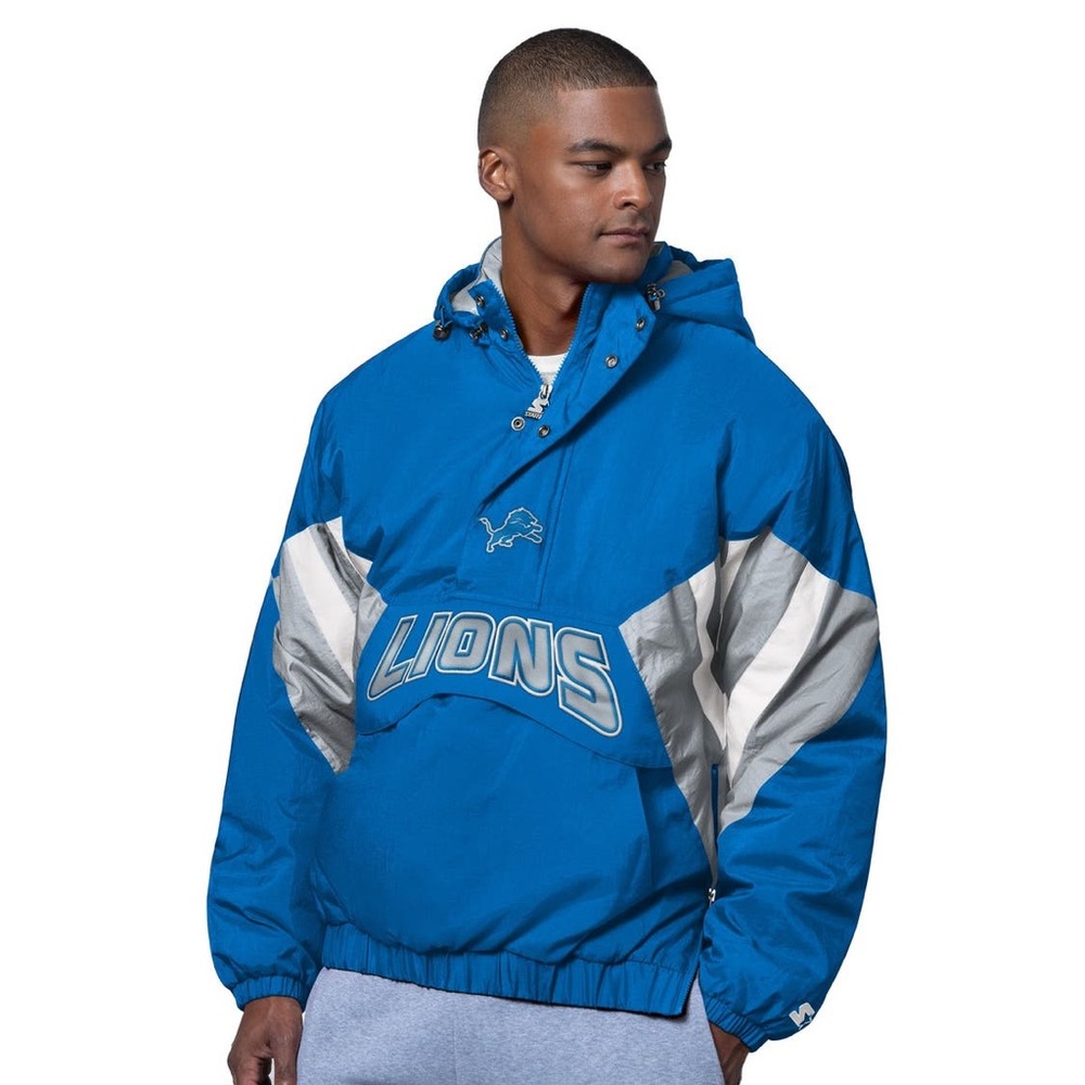 Viral Detroit Lions Starter NFL Half-Zip Polyfilled Pullover Jacket